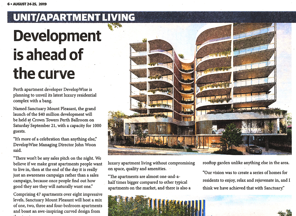 Sanctuary On The West Australian Development Is Ahead Of The Curve Developwise Luxury Apartment Developer